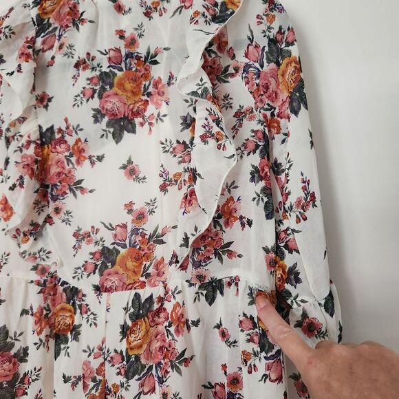 Kit plus Sky Womens Floral Sheer Long Sleeve Lined Knee Length Dress Med *DEFECT - Picture 9 of 11